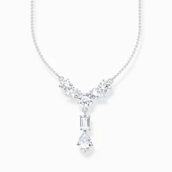 Women THOMAS SABO Necklaces|925 Silver-Silver necklace in Y-shape with seven white zirconia stones