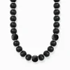 THOMAS SABO Necklaces & Chains|925 Silver-Silver necklace made of matte obsidian and engraved beads