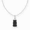 Women THOMAS SABO Necklaces|Black-Silver necklace with black goldbears pendant and zirconia