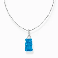 Women THOMAS SABO Necklaces|925 Silver-Silver necklace with blue goldbears pendant and zirconia