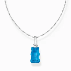 Women THOMAS SABO Necklaces|925 Silver-Silver necklace with blue goldbears pendant and zirconia
