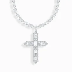 Women THOMAS SABO Necklaces|925 Silver-Silver necklace with cross pendant and white zirconia