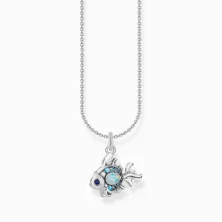 Women THOMAS SABO Necklaces|925 Silver-Silver necklace with fish pendant with cold enamel and stones