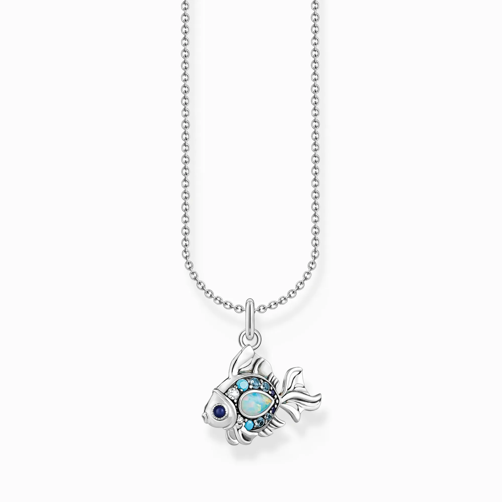 Women THOMAS SABO Necklaces|925 Silver-Silver necklace with fish pendant with cold enamel and stones