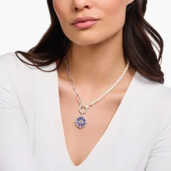 Women THOMAS SABO Necklaces-Silver necklace with freshwater cultured pearls and zirconia