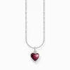 Women THOMAS SABO Necklaces|925 Silver-Silver necklace with heart pendant with red zirconia