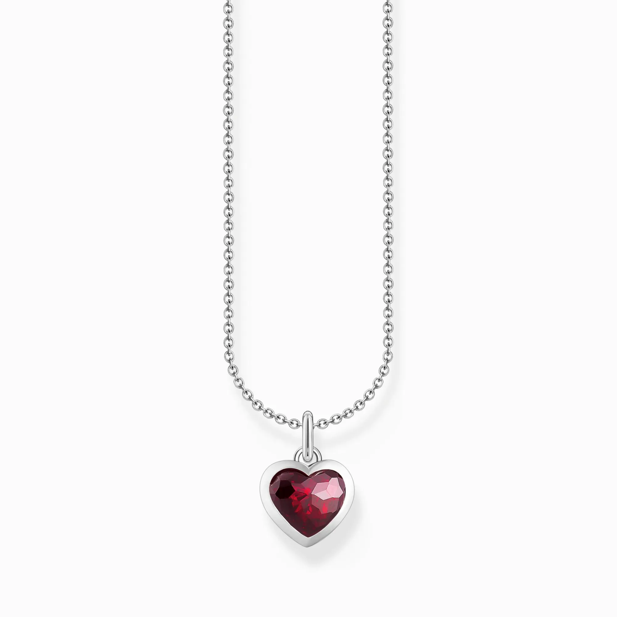 Women THOMAS SABO Necklaces|925 Silver-Silver necklace with heart pendant with red zirconia