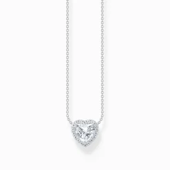 Women THOMAS SABO Necklaces|925 Silver-Silver necklace with heart-shaped halo pendant