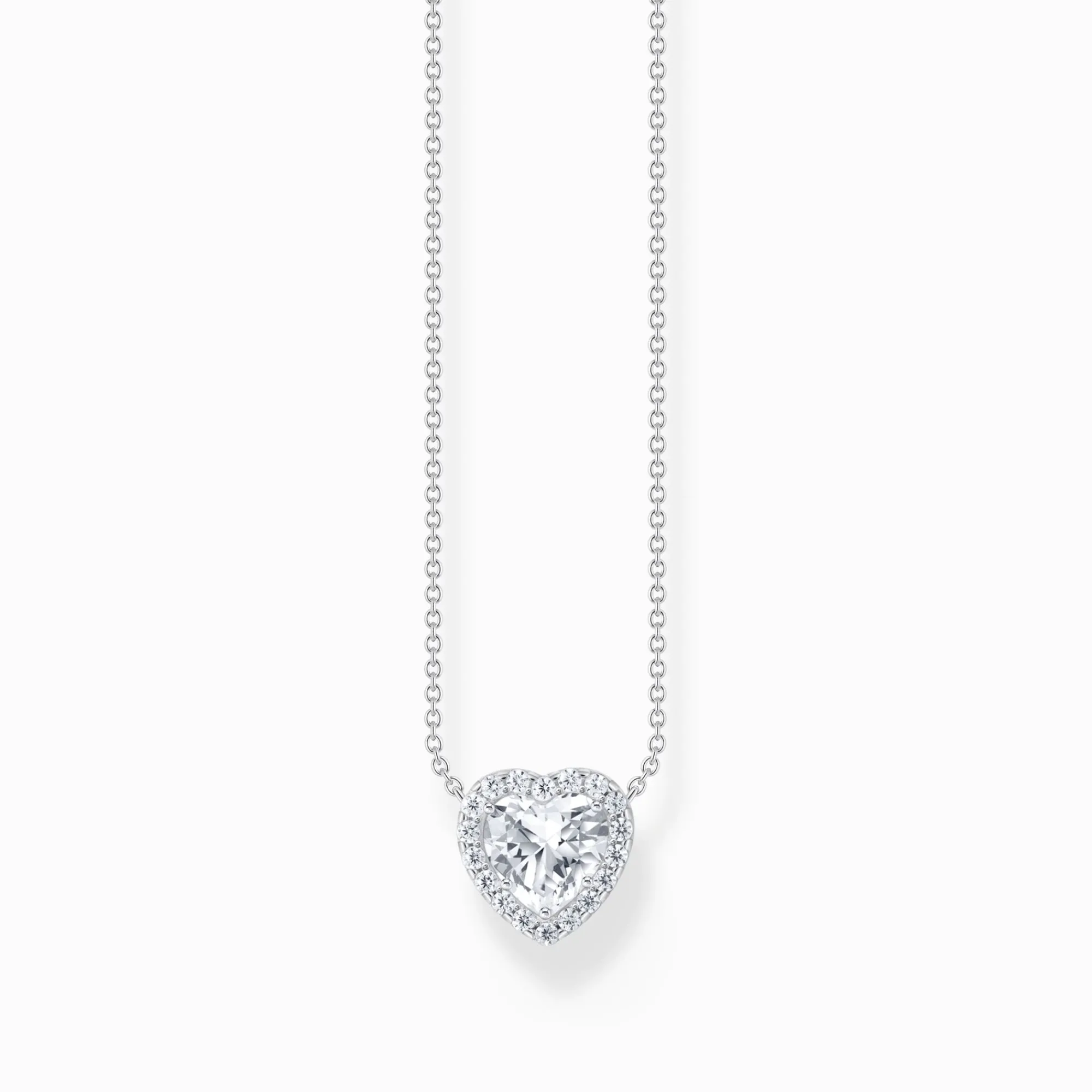 Women THOMAS SABO Necklaces|925 Silver-Silver necklace with heart-shaped halo pendant