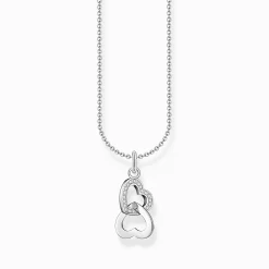 Women THOMAS SABO Necklaces|925 Silver-Silver necklace with intertwined hearts pendant and zirconia