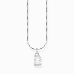 Women THOMAS SABO Necklaces|925 Silver-Silver necklace with letter pendant B and white zirconia