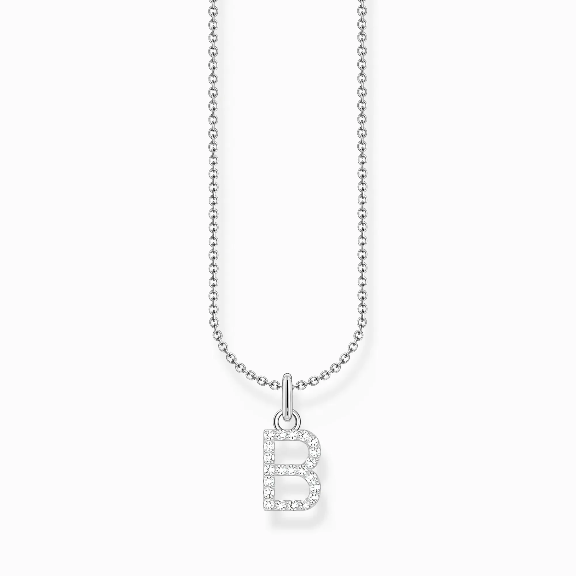 Women THOMAS SABO Necklaces|925 Silver-Silver necklace with letter pendant B and white zirconia
