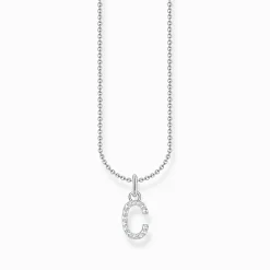 Women THOMAS SABO Necklaces|925 Silver-Silver necklace with letter pendant C and white zirconia