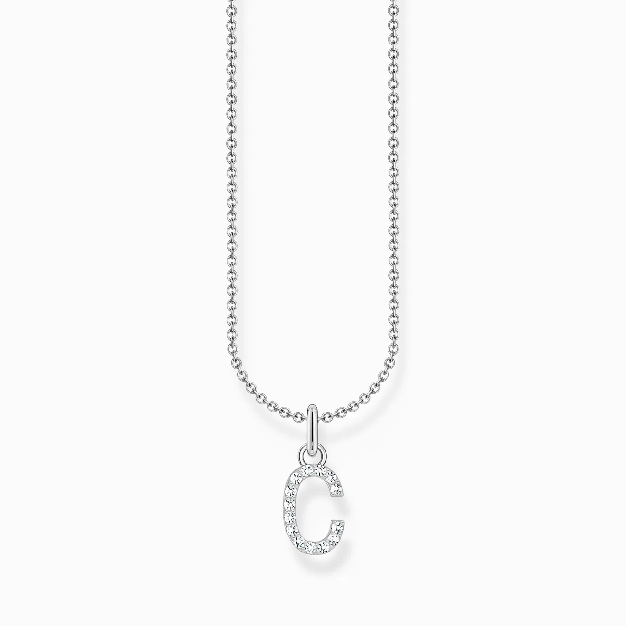Women THOMAS SABO Necklaces|925 Silver-Silver necklace with letter pendant C and white zirconia