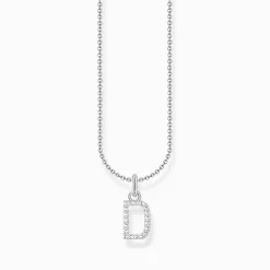 Women THOMAS SABO Necklaces|925 Silver-Silver necklace with letter pendant D and white zirconia