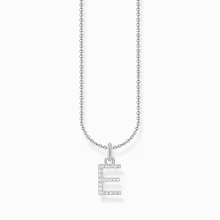 Women THOMAS SABO Necklaces-Silver necklace with letter pendant E and white zirconia