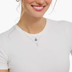 Women THOMAS SABO Necklaces-Silver necklace with letter pendant F and white zirconia