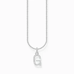 Women THOMAS SABO Necklaces-Silver necklace with letter pendant G and white zirconia