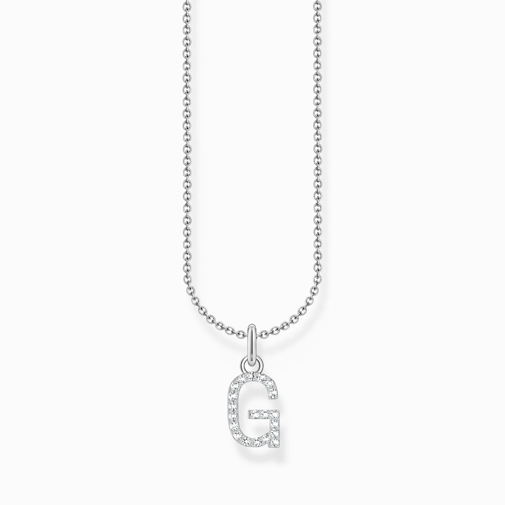 Women THOMAS SABO Necklaces-Silver necklace with letter pendant G and white zirconia