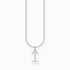 Women THOMAS SABO Necklaces-Silver necklace with letter pendant I and white zirconia