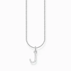 Women THOMAS SABO Necklaces-Silver necklace with letter pendant J and white zirconia