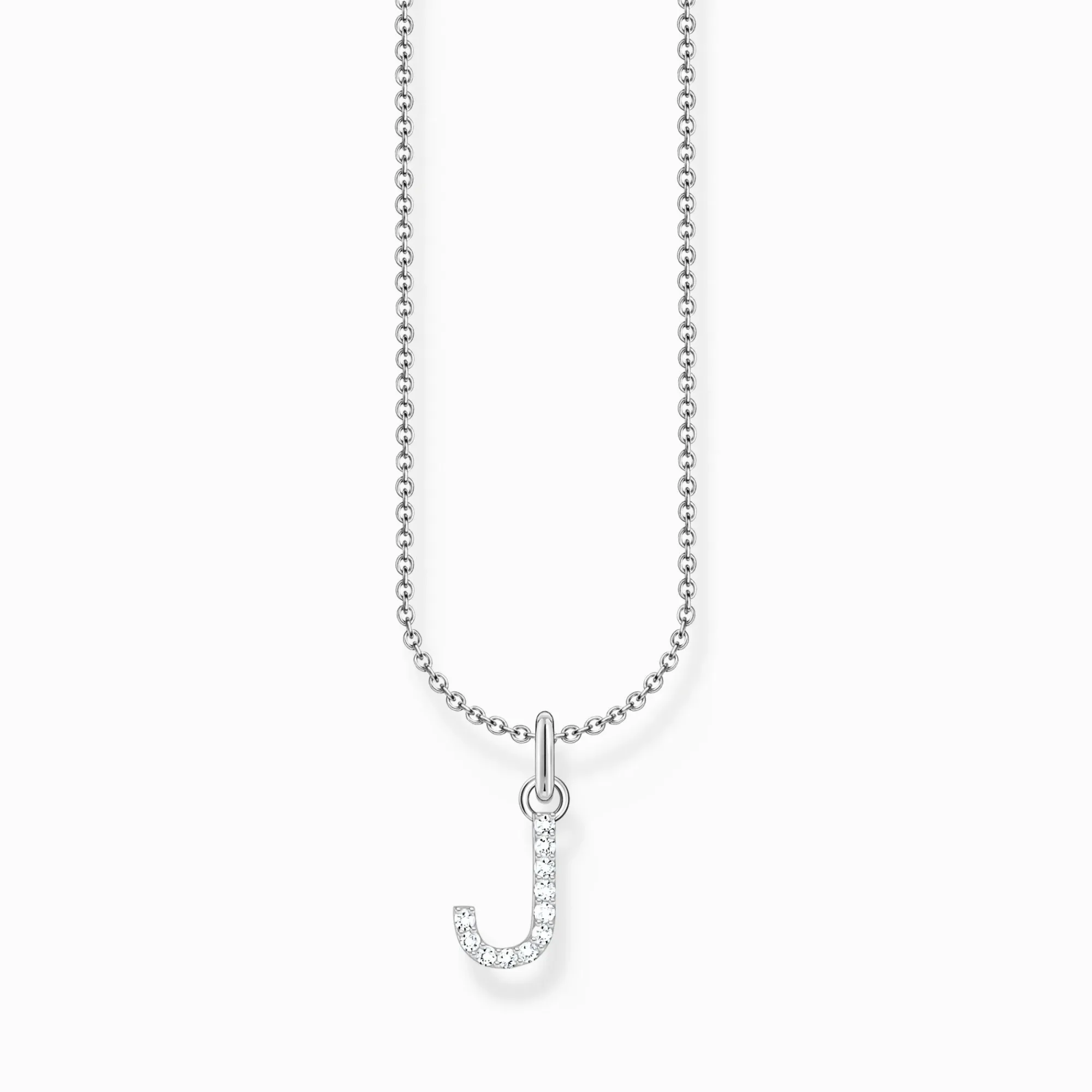 Women THOMAS SABO Necklaces-Silver necklace with letter pendant J and white zirconia