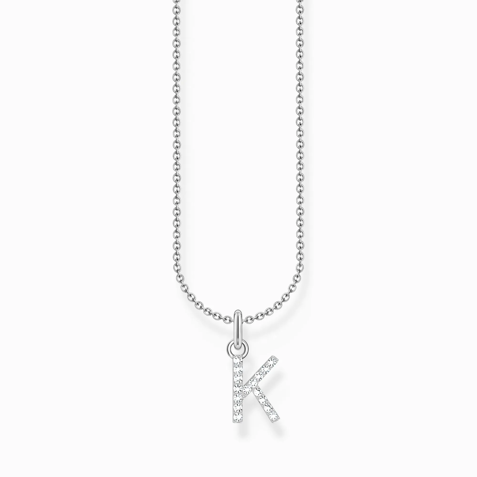 Women THOMAS SABO Necklaces-Silver necklace with letter pendant K and white zirconia