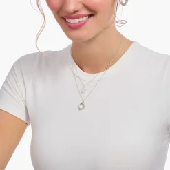 Women THOMAS SABO Necklaces-Silver necklace with letter pendant K and white zirconia