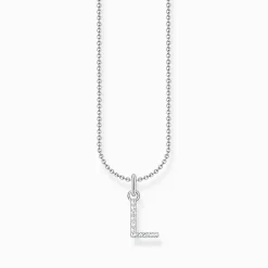 Women THOMAS SABO Necklaces-Silver necklace with letter pendant L and white zirconia