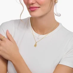 Women THOMAS SABO Necklaces-Silver necklace with letter pendant L and white zirconia