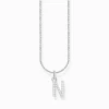 Women THOMAS SABO Necklaces-Silver necklace with letter pendant N and white zirconia