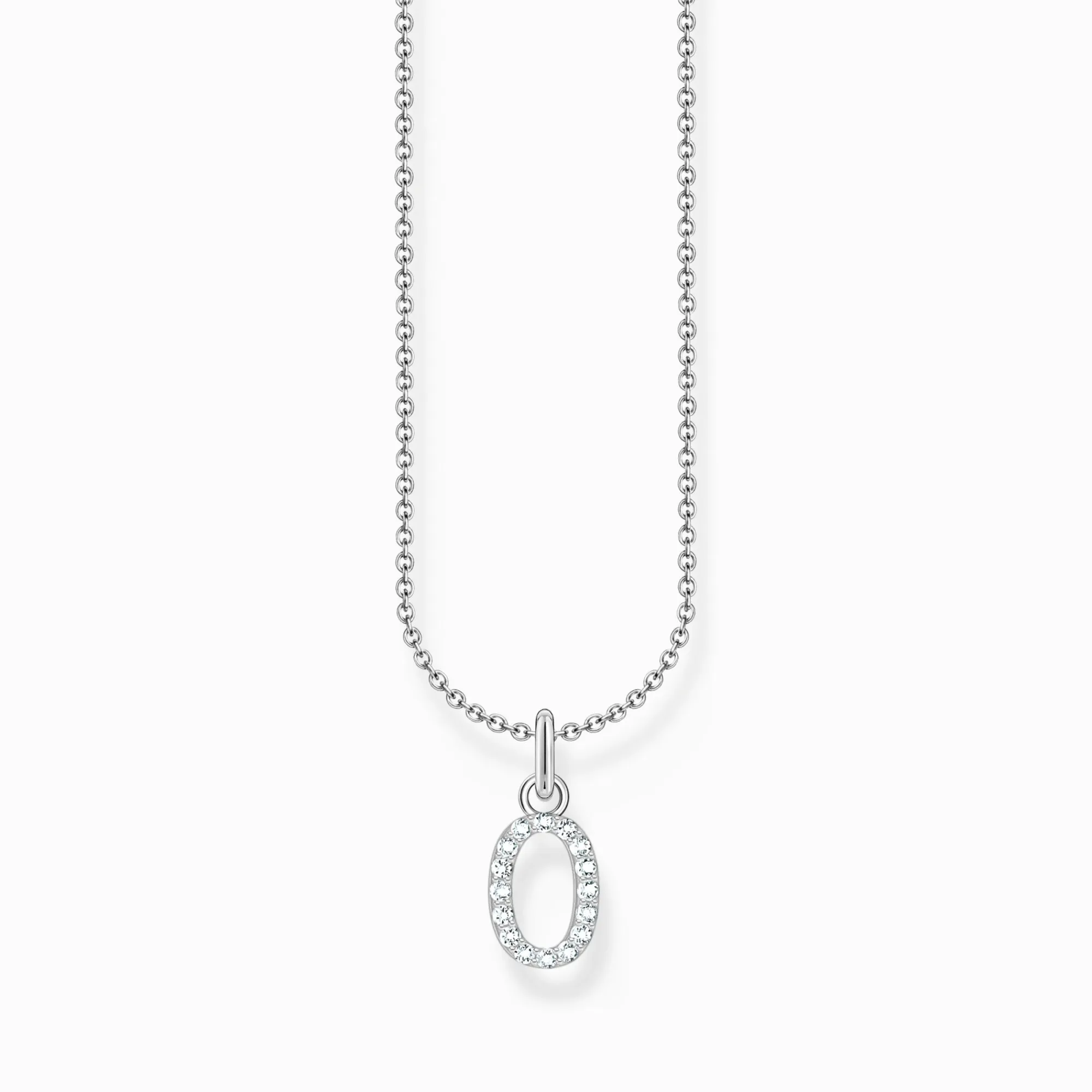 Women THOMAS SABO Necklaces-Silver necklace with letter pendant O and white zirconia