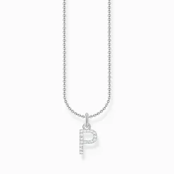 Women THOMAS SABO Necklaces-Silver necklace with letter pendant P and white zirconia