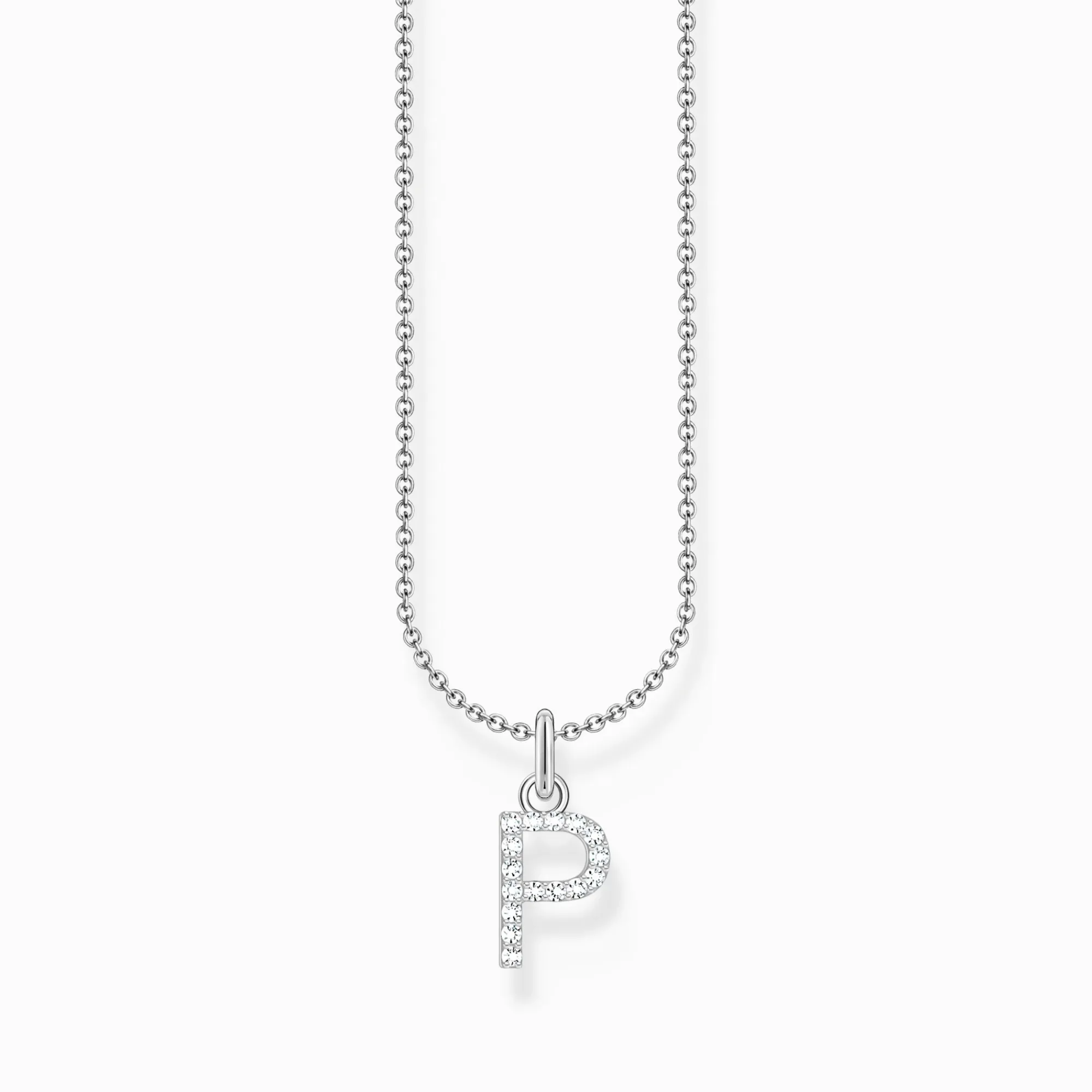 Women THOMAS SABO Necklaces-Silver necklace with letter pendant P and white zirconia