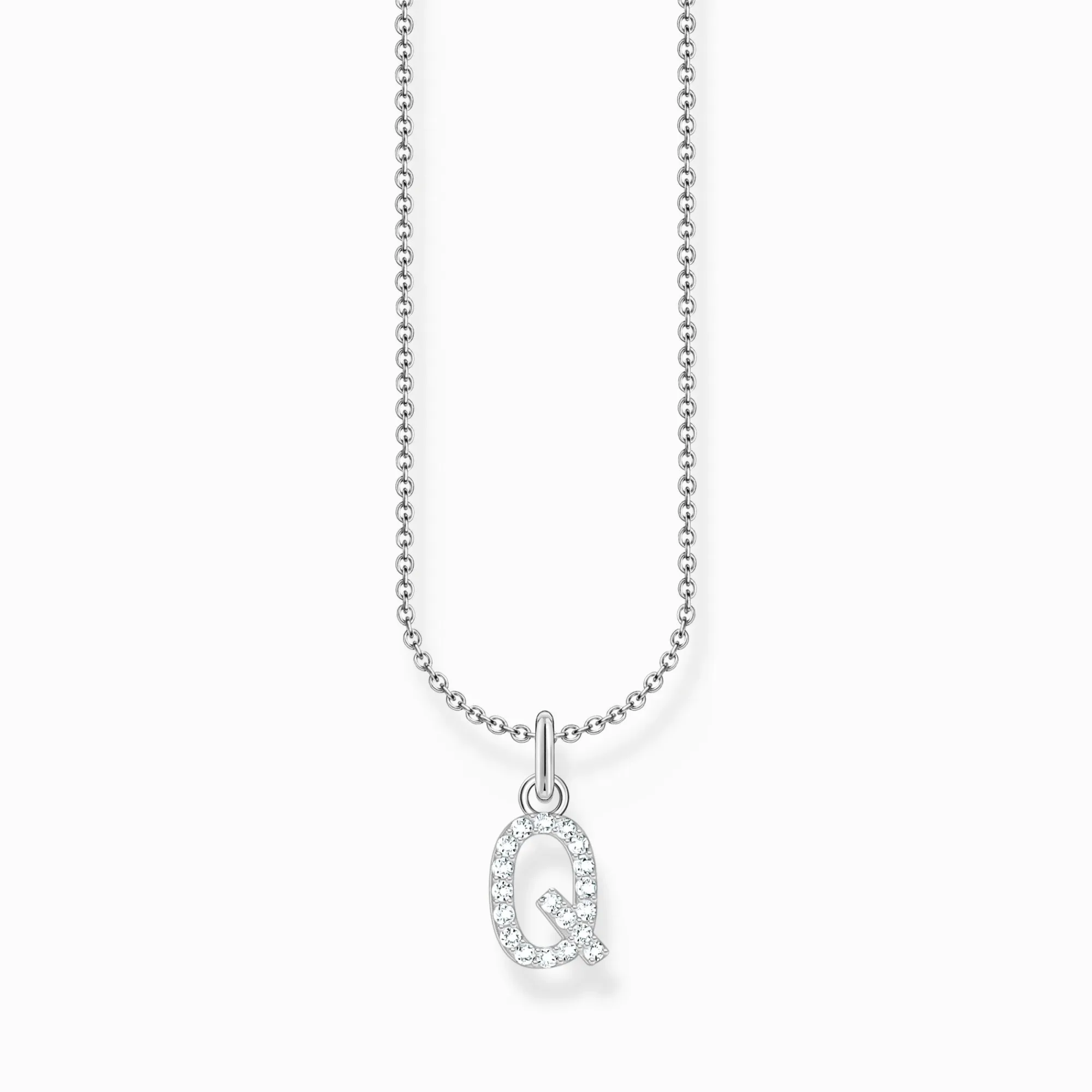 Women THOMAS SABO Necklaces-Silver necklace with letter pendant Q and white zirconia