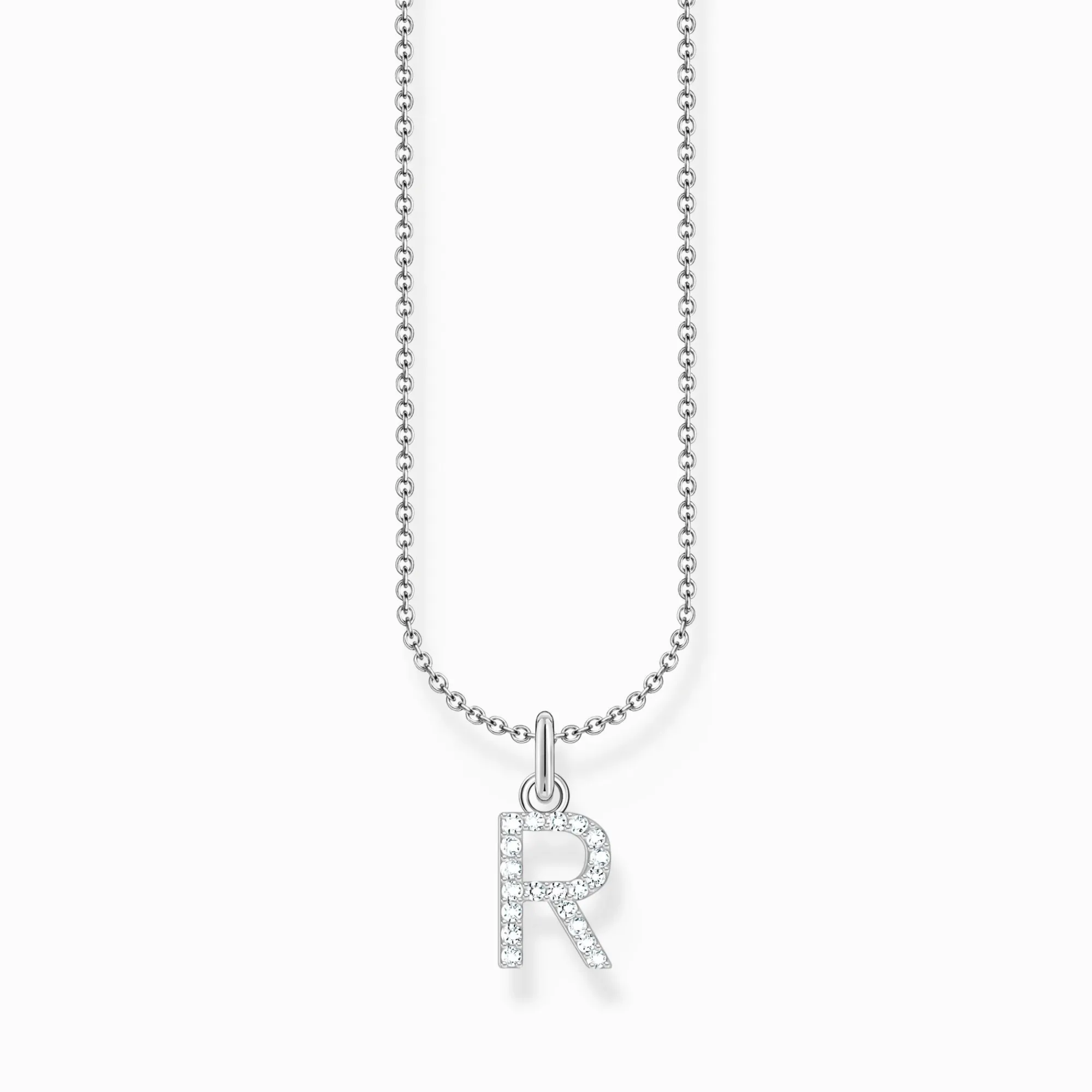 Women THOMAS SABO Necklaces-Silver necklace with letter pendant R and white zirconia