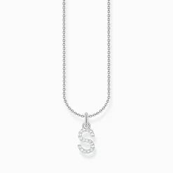 Women THOMAS SABO Necklaces-Silver necklace with letter pendant S and white zirconia
