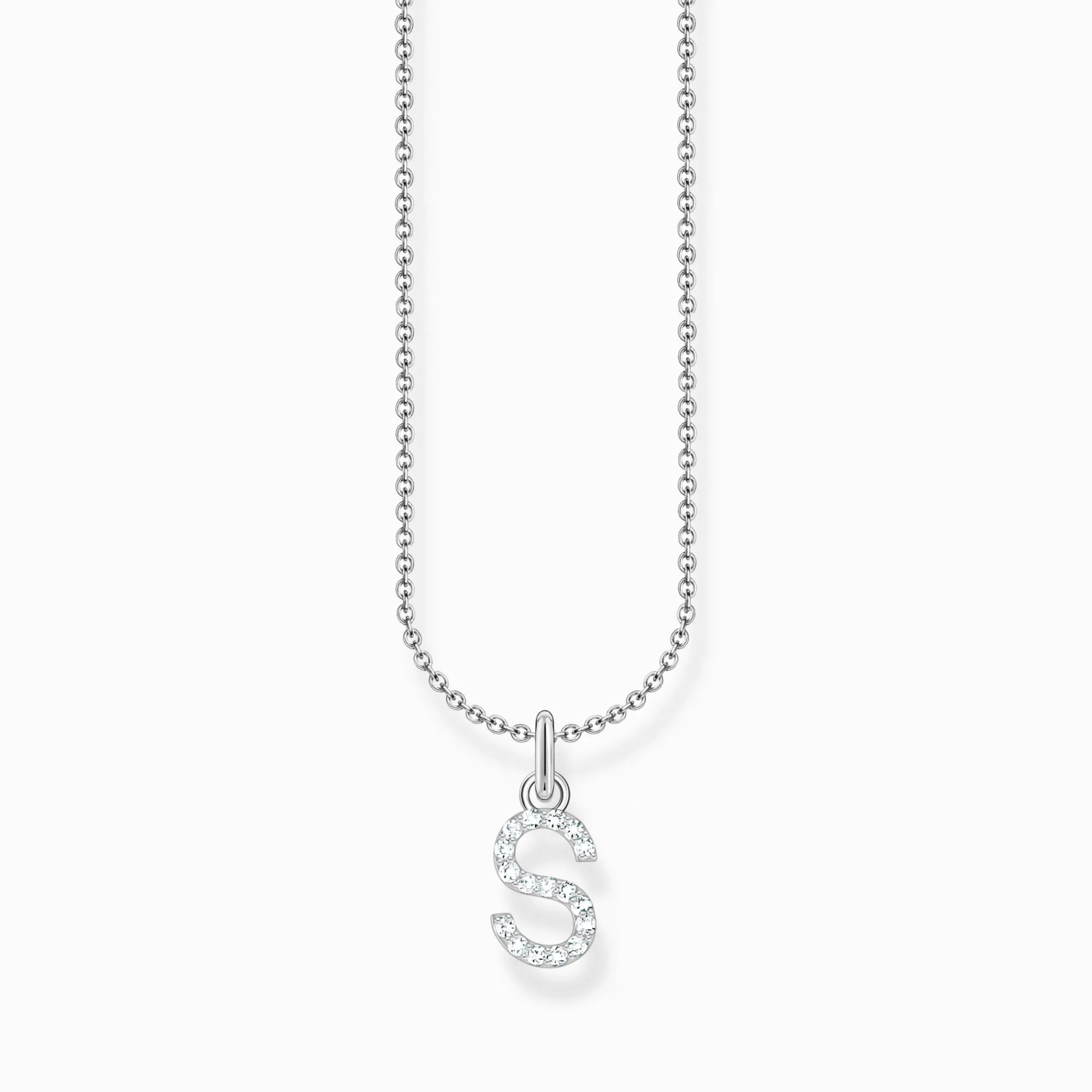 Women THOMAS SABO Necklaces-Silver necklace with letter pendant S and white zirconia