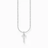 Women THOMAS SABO Necklaces-Silver necklace with letter pendant T and white zirconia