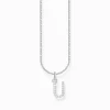 Women THOMAS SABO Necklaces-Silver necklace with letter pendant U and white zirconia