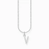 Women THOMAS SABO Necklaces-Silver necklace with letter pendant V and white zirconia