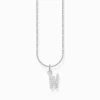 Women THOMAS SABO Necklaces-Silver necklace with letter pendant W and white zirconia