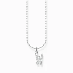 Women THOMAS SABO Necklaces-Silver necklace with letter pendant W and white zirconia