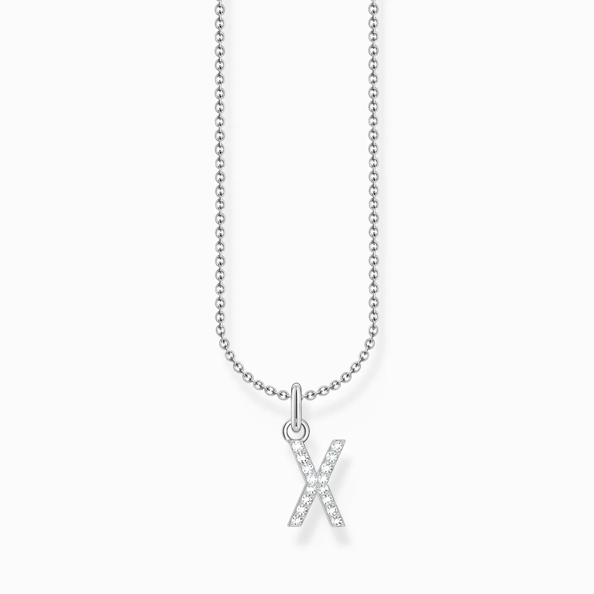 Women THOMAS SABO Necklaces-Silver necklace with letter pendant X and white zirconia