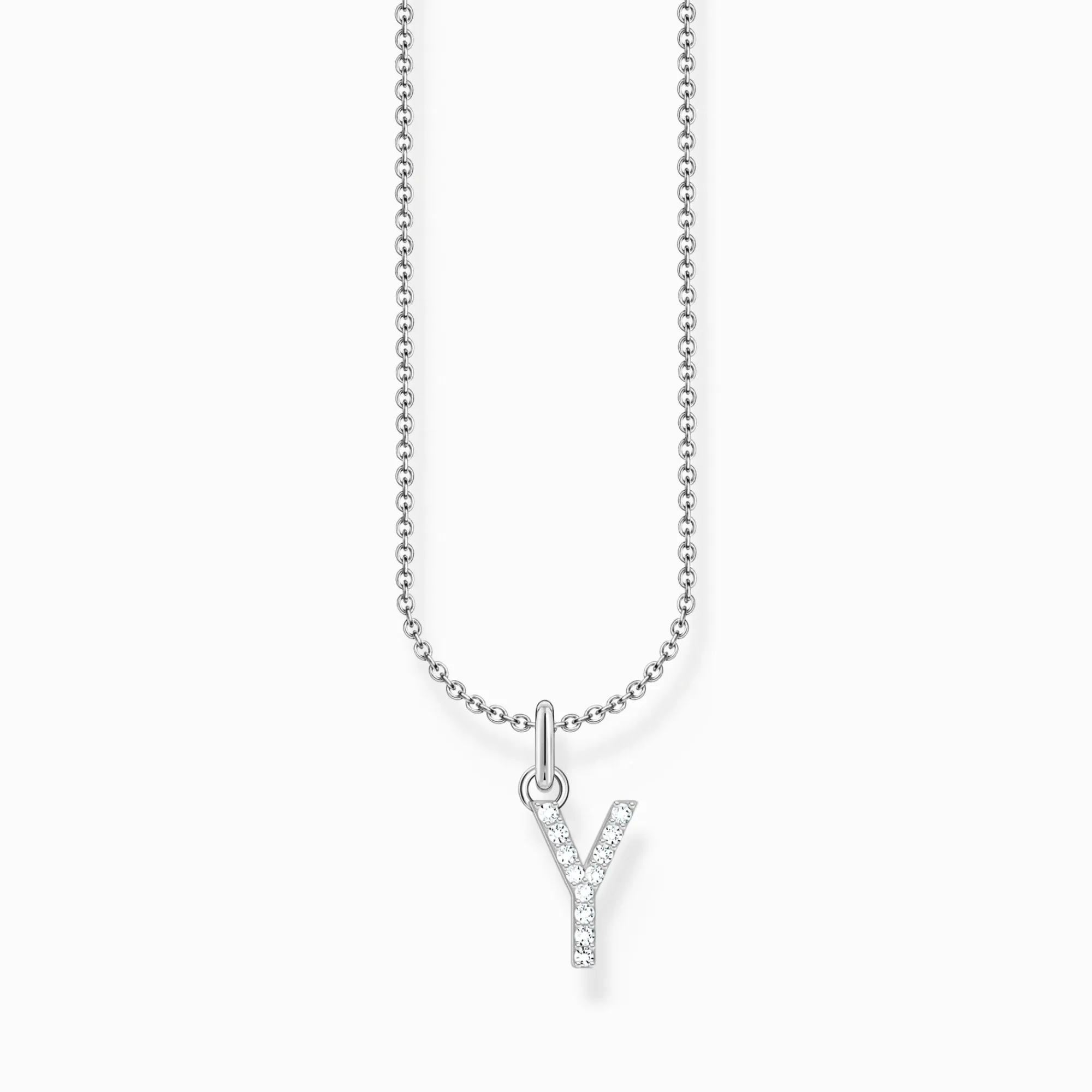 Women THOMAS SABO Necklaces-Silver necklace with letter pendant Y and white zirconia