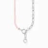 Women THOMAS SABO Necklaces|925 Silver-Silver necklace with link chain elements and rose quartzbeads