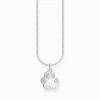 Women THOMAS SABO Necklaces|925 Silver-Silver necklace with paw pendant and white zirconia