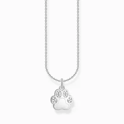 Women THOMAS SABO Necklaces|925 Silver-Silver necklace with paw pendant and white zirconia