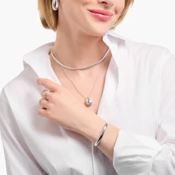 Women THOMAS SABO Necklaces|925 Silver-Silver necklace with pendant in organic drop-shape