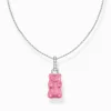 Women THOMAS SABO Necklaces|925 Silver-Silver necklace with pink Goldbears pendant and zirconia